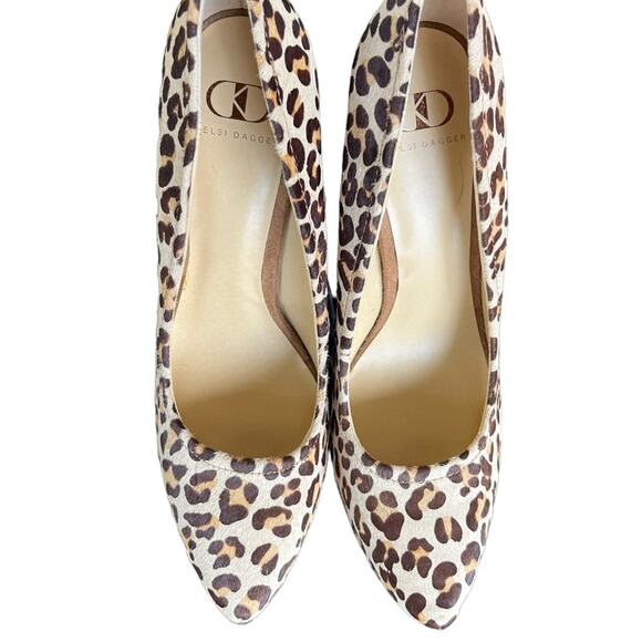Kelsi Dagger Brette Cheetah Print Calf Hair Leather Platform Heels 9.5 - Picture 4 of 4